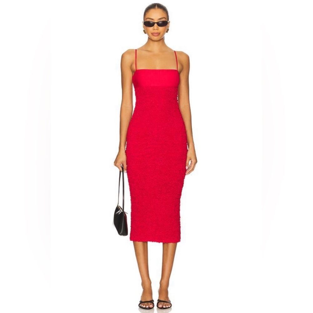 House of Harlow 1960 Red Textured Midi Slip Dress